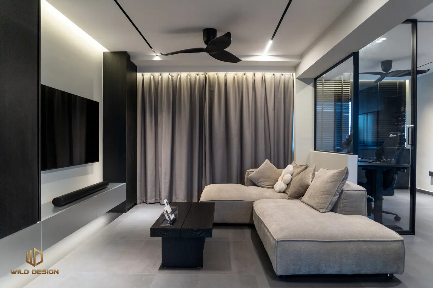 Wild Design - Black & White - Living Hall - Resale HDB - $75,000