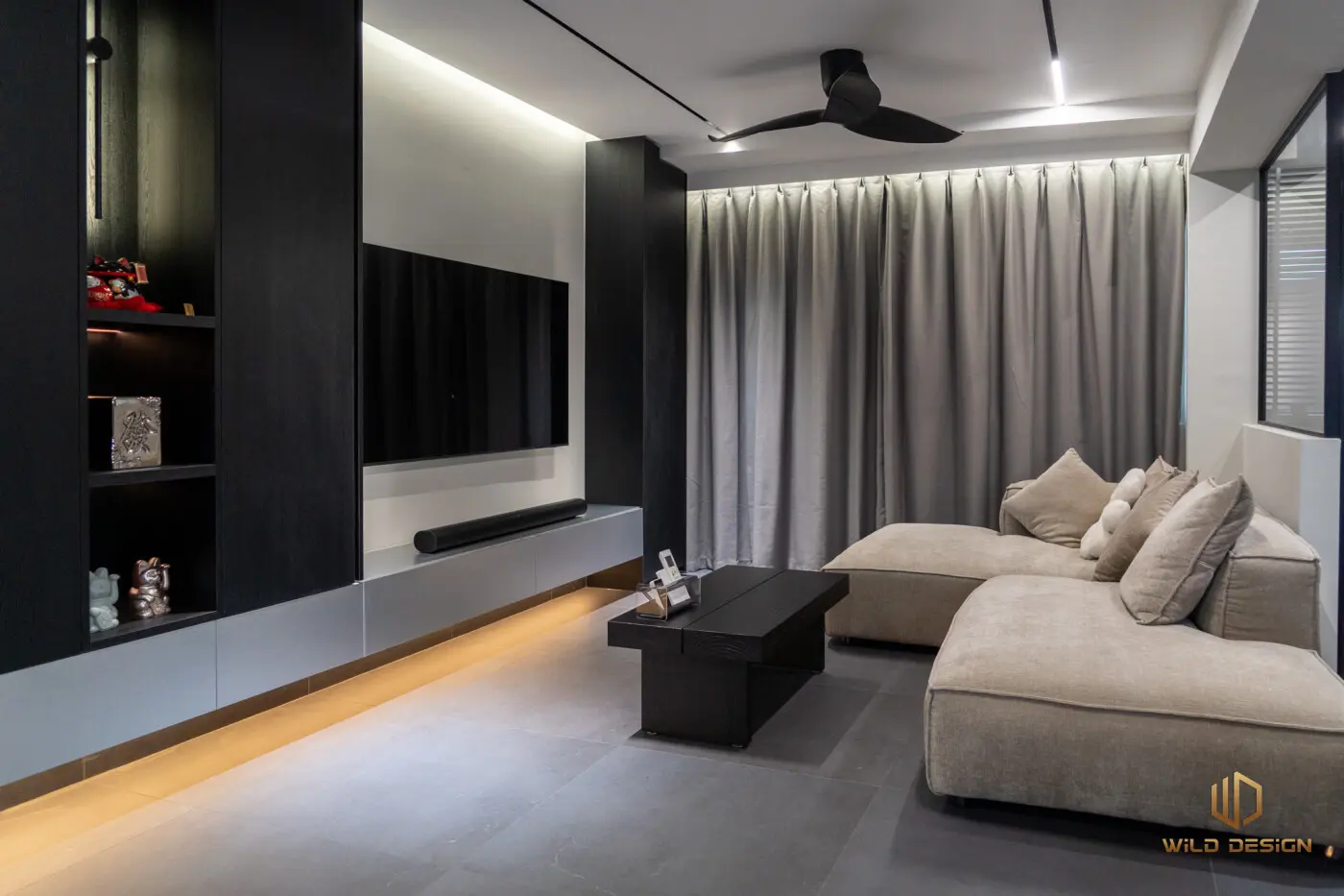 Wild Design - Black & White - Living Hall - Resale HDB - $75,000
