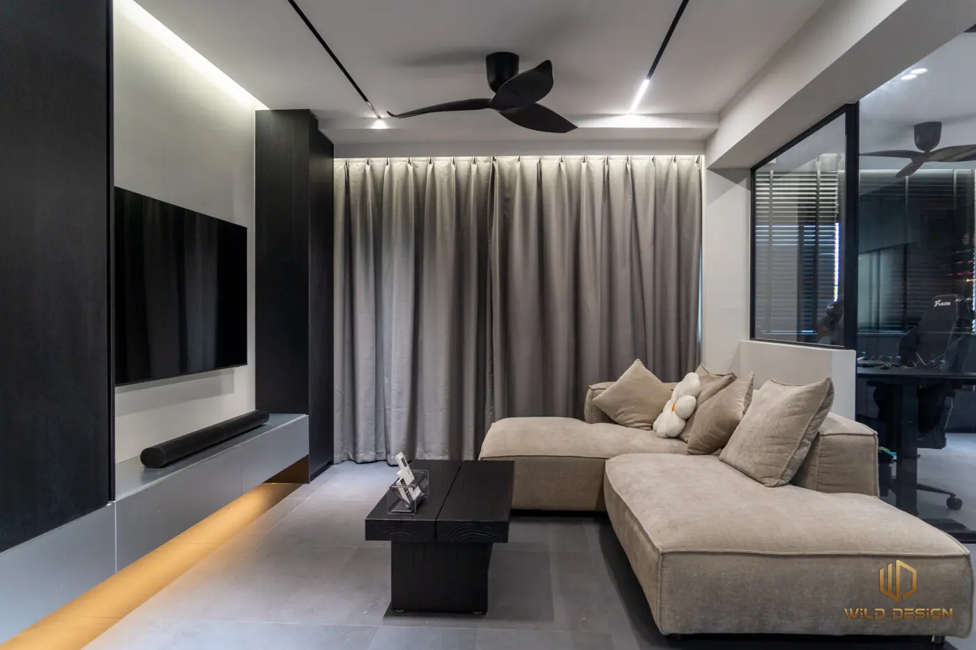 Wild Design - Black & White - Living Hall - Resale HDB - $75,000