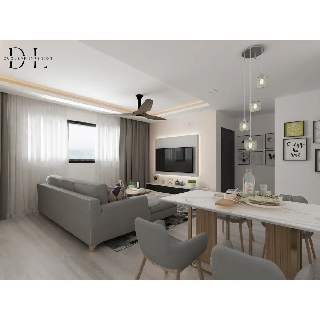 Duoleaf Interior - Minimalistic / Scandinavian - 303B Anchorvale Link - HDB 3 Bedrooms, Living - Resale HDB - $20,000