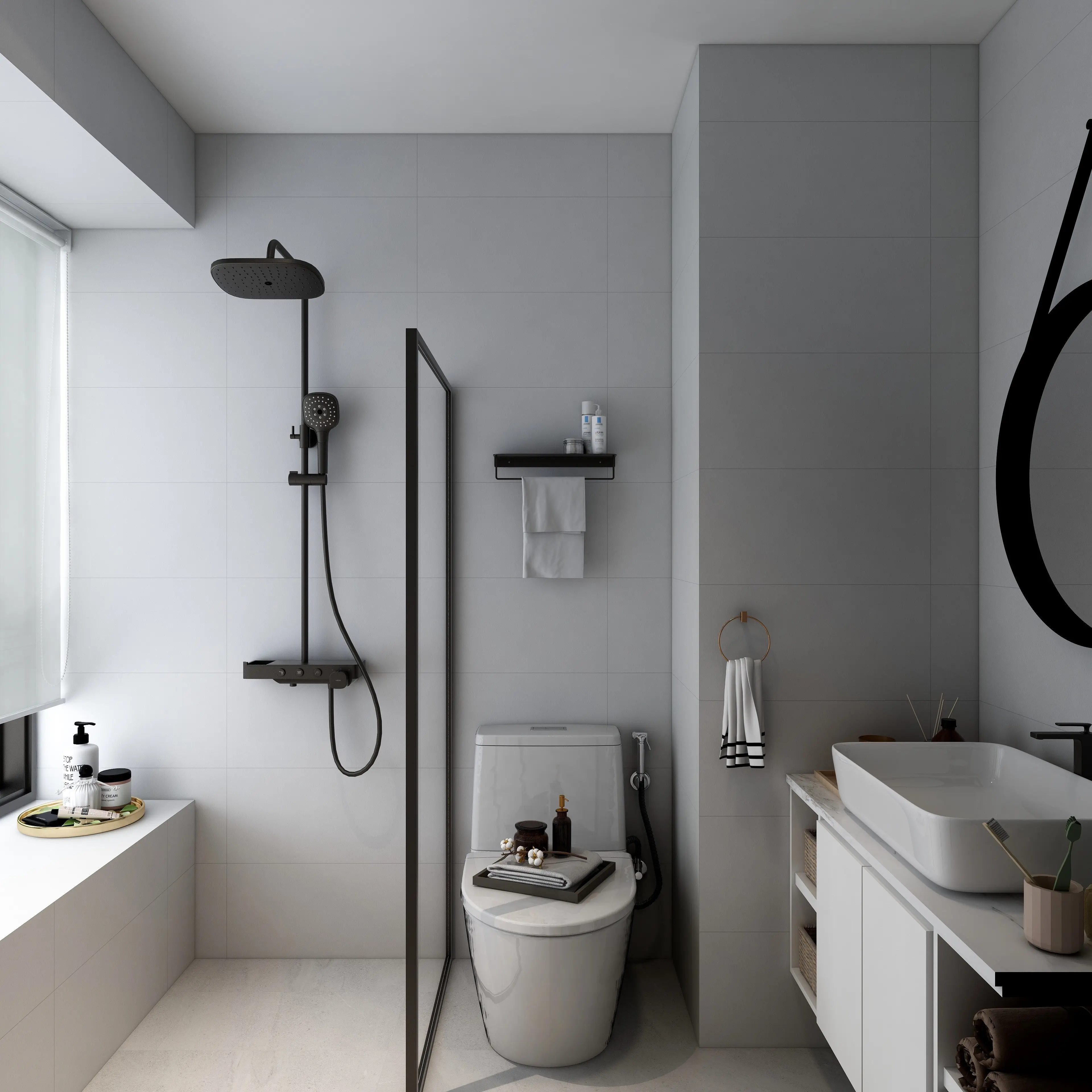 Sixth Elements Interior  - Minimalistic / Scandinavian - Master Bathroom Area - Resale HDB - $44,800