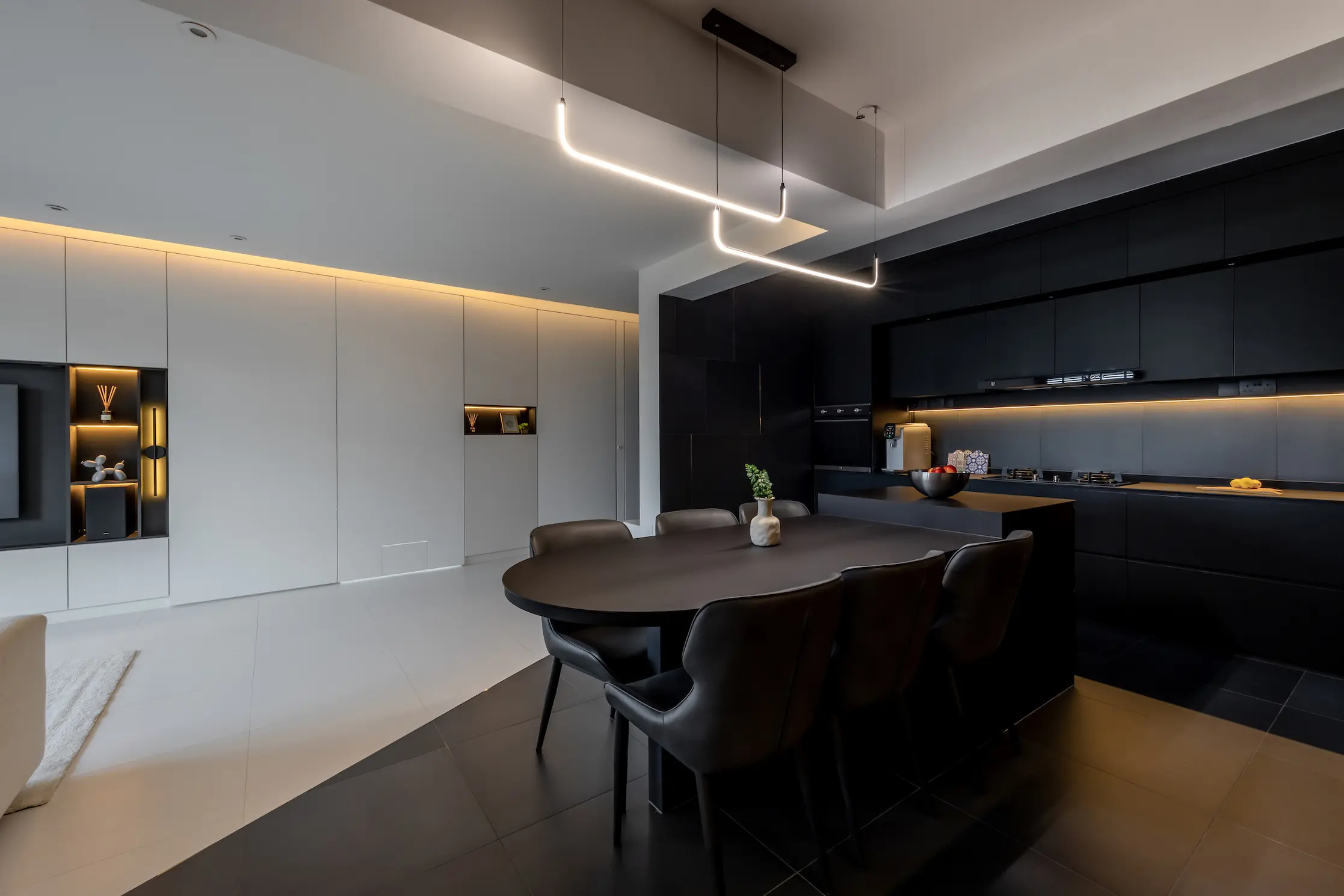 Concrid Interior  - Black & White - dining - New HDB - $100,000