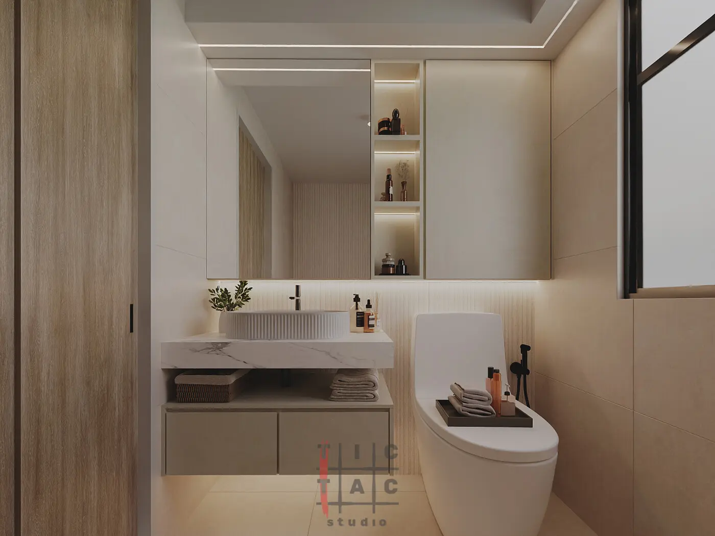 Tic Tac Studio - Minimalistic / Scandinavian - Master toilet - New HDB - $65,000