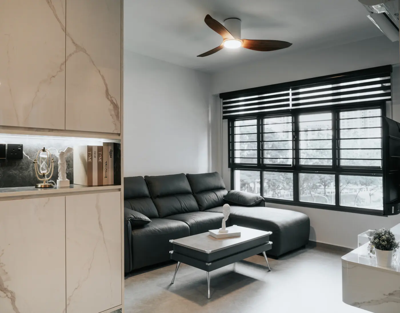 Redefine Interior Design - Black & White - Living Room - Resale HDB - $35,000