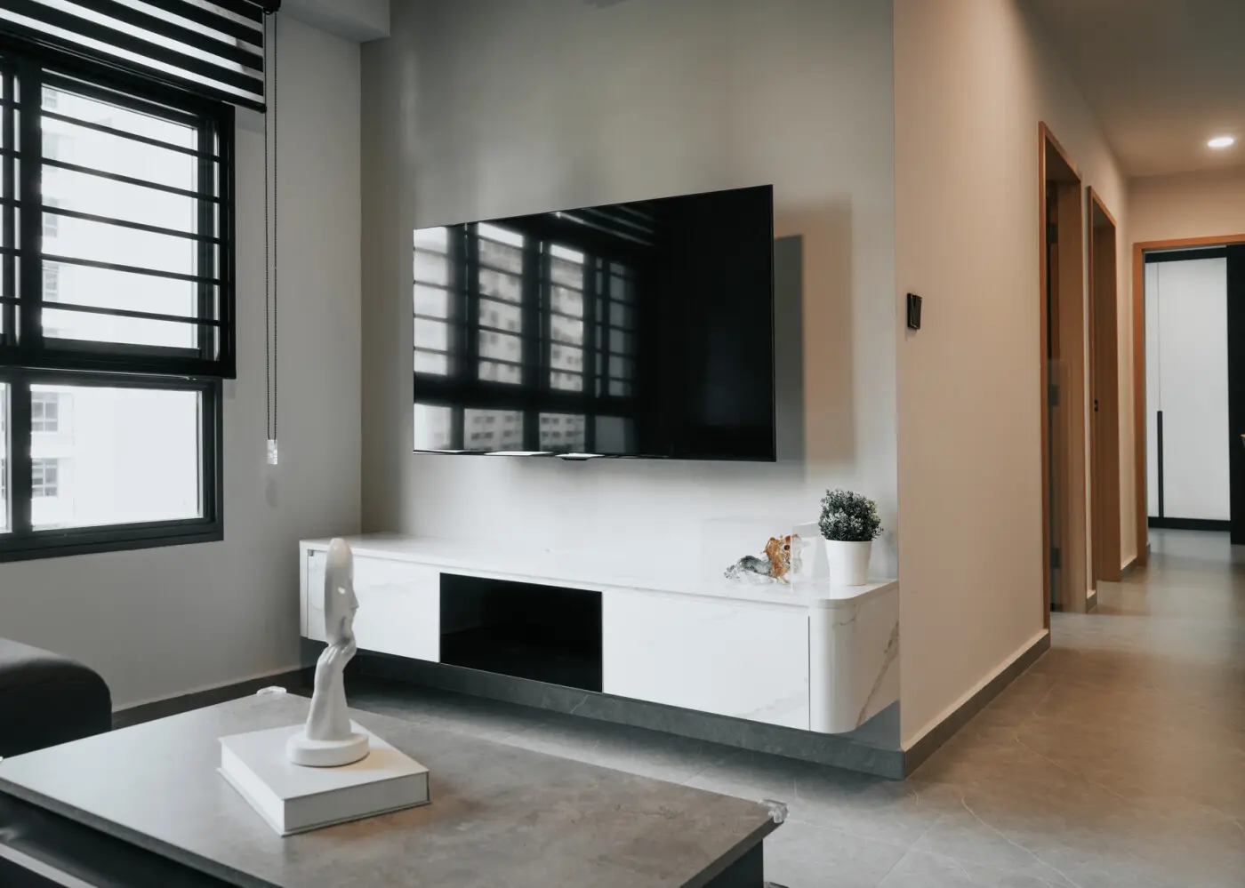Redefine Interior Design - Black & White - Living Room - Resale HDB - $35,000