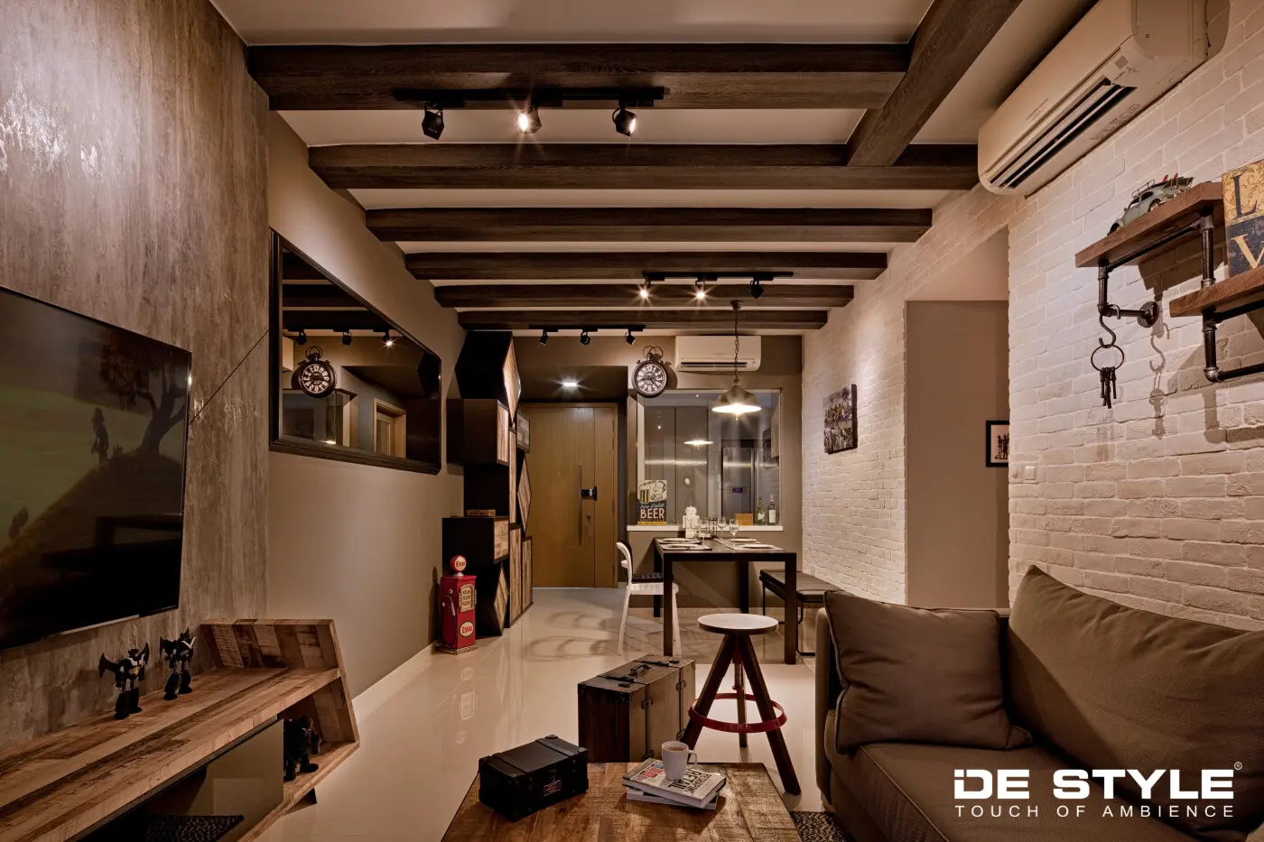 De Style Interior - Industrial / Raw - Living Room, Dining, Entrance - New Condo - $69,998